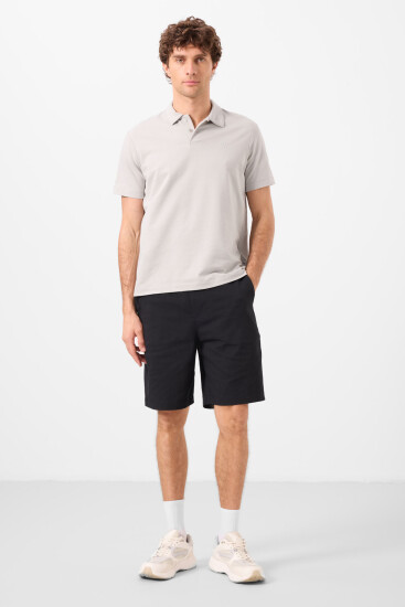 Siyah Standart Fit Dokuma Hafif Esnek Chino Erkek Şort - 81291 - TOMMYLIFE