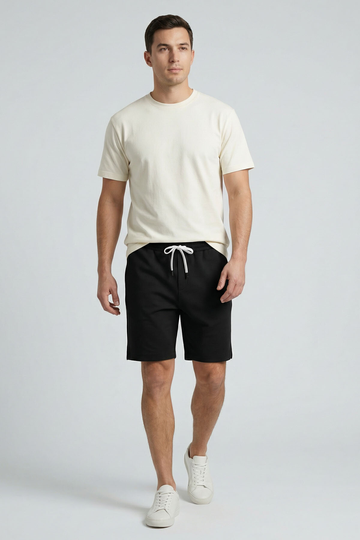 Siyah Standart Fit Basic Arka Cepli Erkek Şort - 81314 - TOMMYLIFE (1)