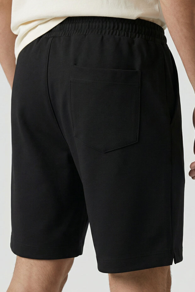Siyah Standart Fit Basic Arka Cepli Erkek Şort - 88314 - 4