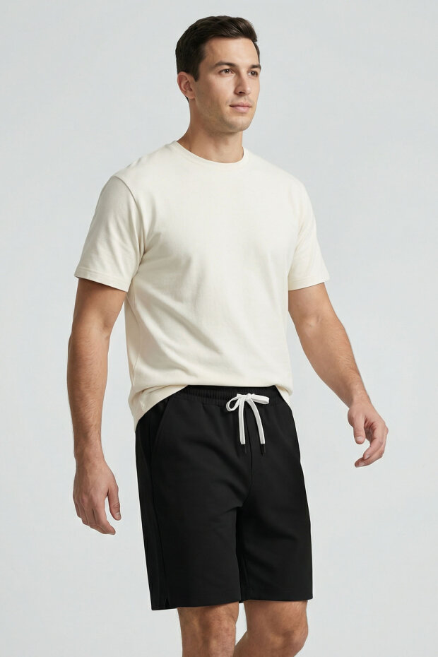 Siyah Standart Fit Basic Arka Cepli Erkek Şort - 88314 - 3