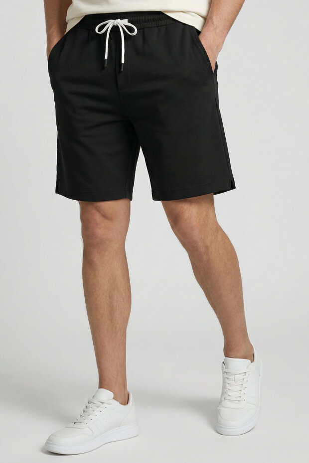 Siyah Standart Fit Basic Arka Cepli Erkek Şort - 88314 - 1