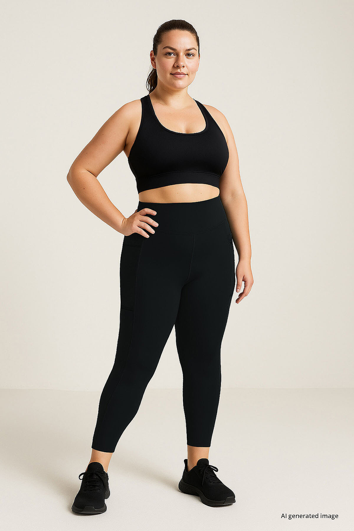 Siyah Esnek Standart Fit Performans Battal Büyük Beden Kadın Tayt - 94652 - TOMMYLIFE