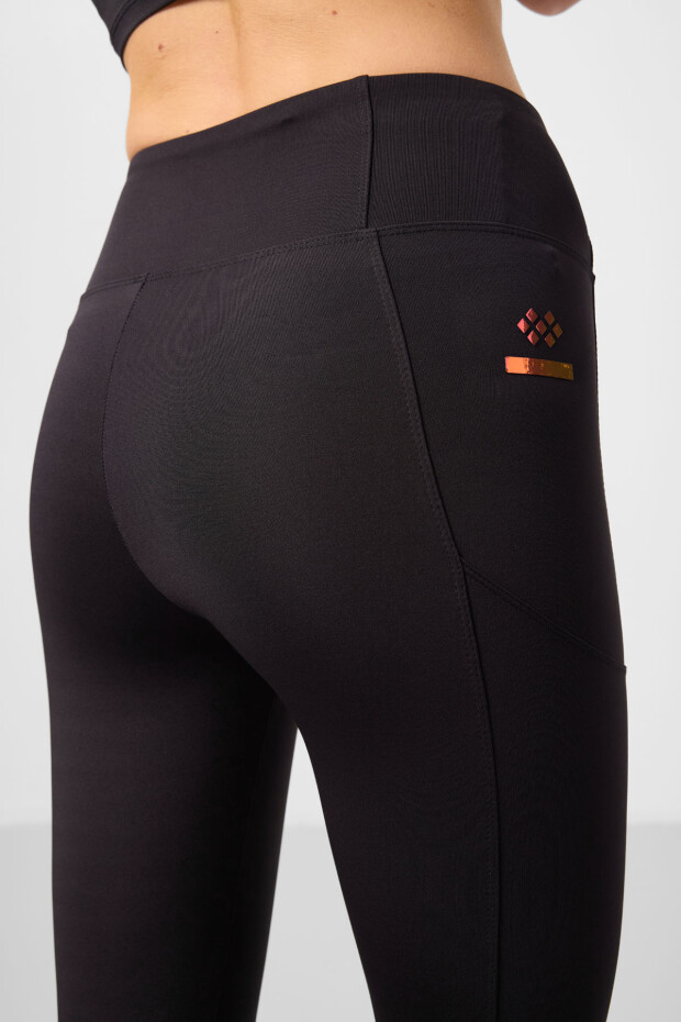 Siyah Esnek Standart Fit Performans Kadın Tayt - 94667 - 5