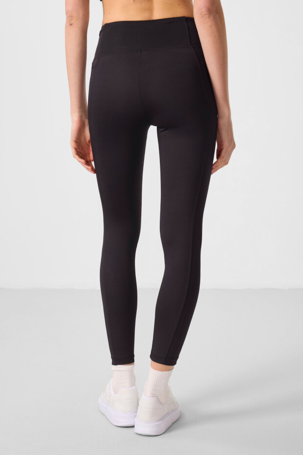 Siyah Esnek Standart Fit Performans Kadın Tayt - 94667 - 8