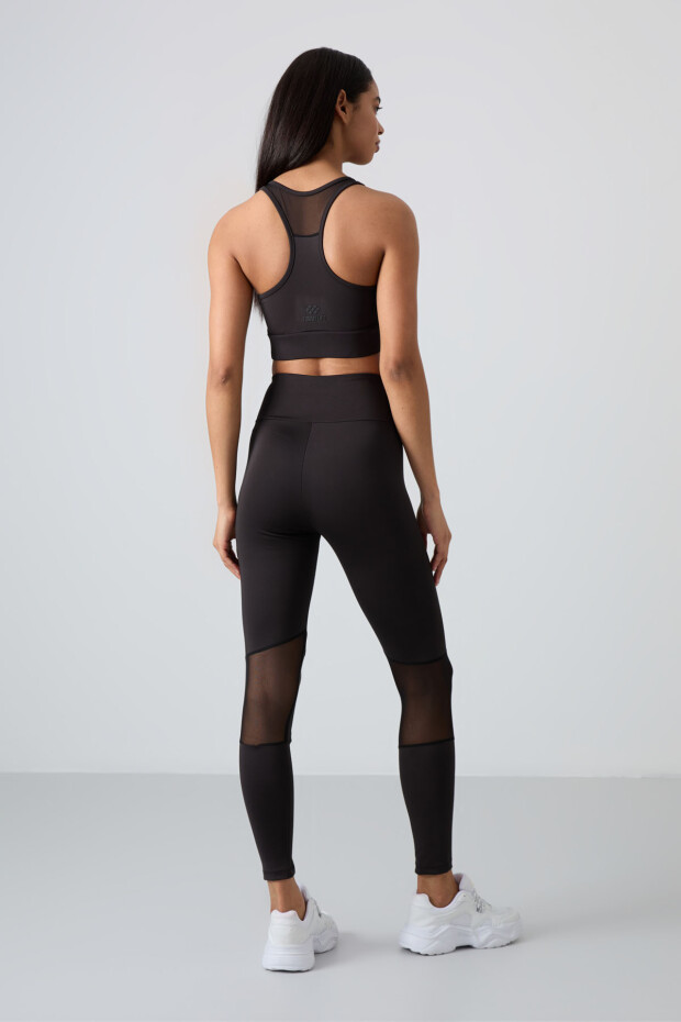 Siyah Esnek Standart Fit Performans Kadın Tayt Takım - 95331 - 11