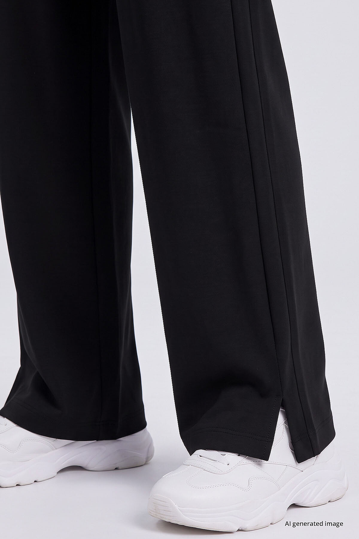 Siyah Geniş Paça Pileli Kadın Pantolon - 94688 - TOMMYLIFE (1)