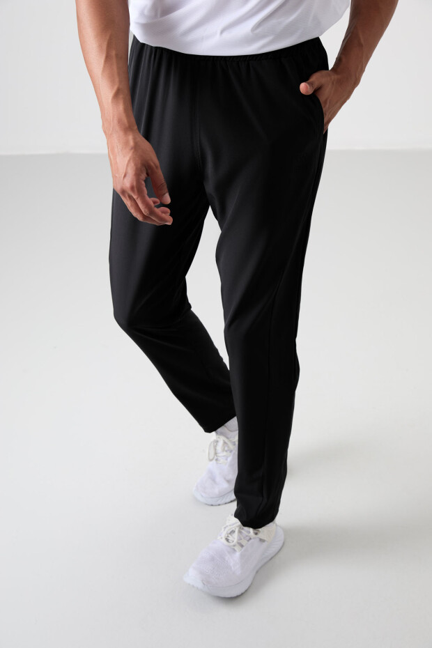 Siyah İnce Yumuşak Comfort Fit Erkek Eşofman Alt - 82119 - 2