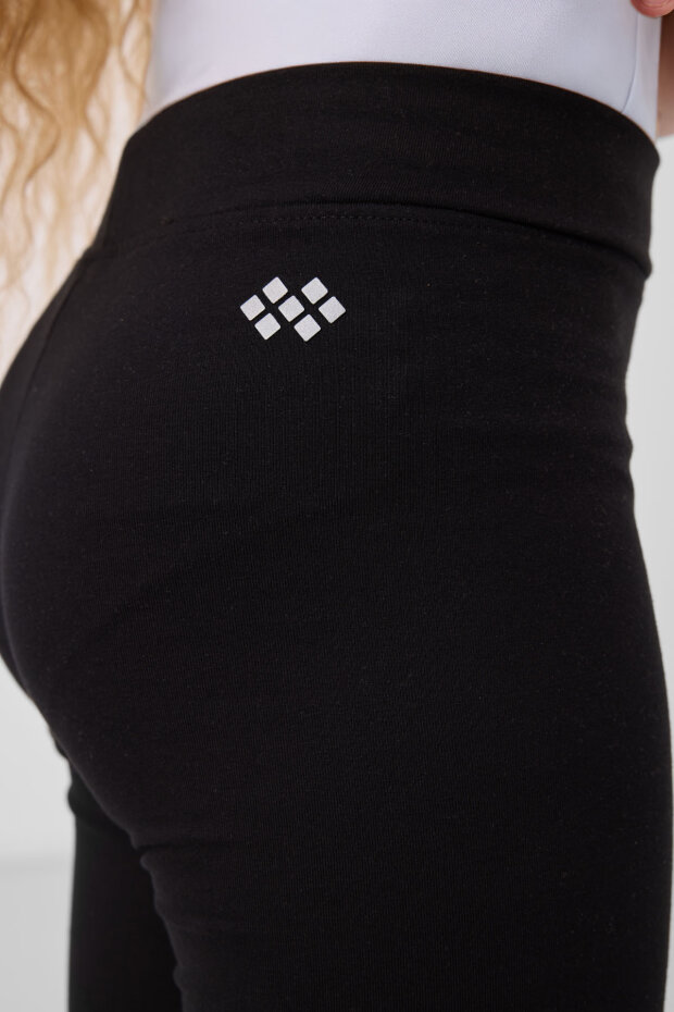 Siyah Pamuklu Kısa Paça Standart Fit Basic Kız Çocuk Tayt - 75188 - 3