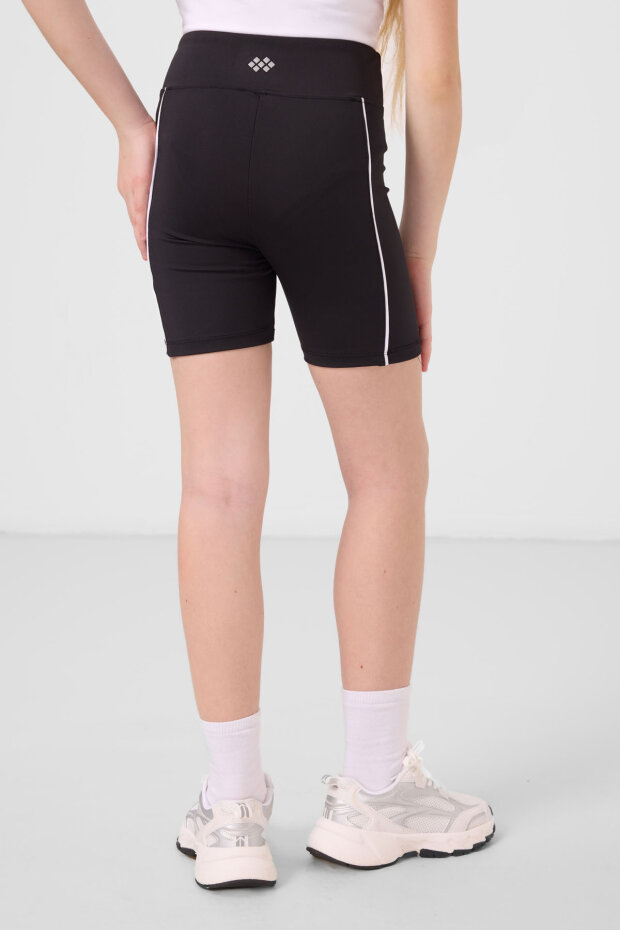 Siyah Esnek Standart Fit Basic Performans Kız Çocuk Tayt - 75189 - 5