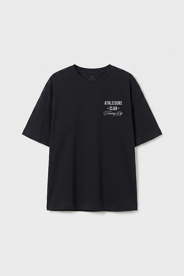 Siyah Oversize Kısa Kollu Baskılı Kız Çocuk T-Shirt - 75175 - 1