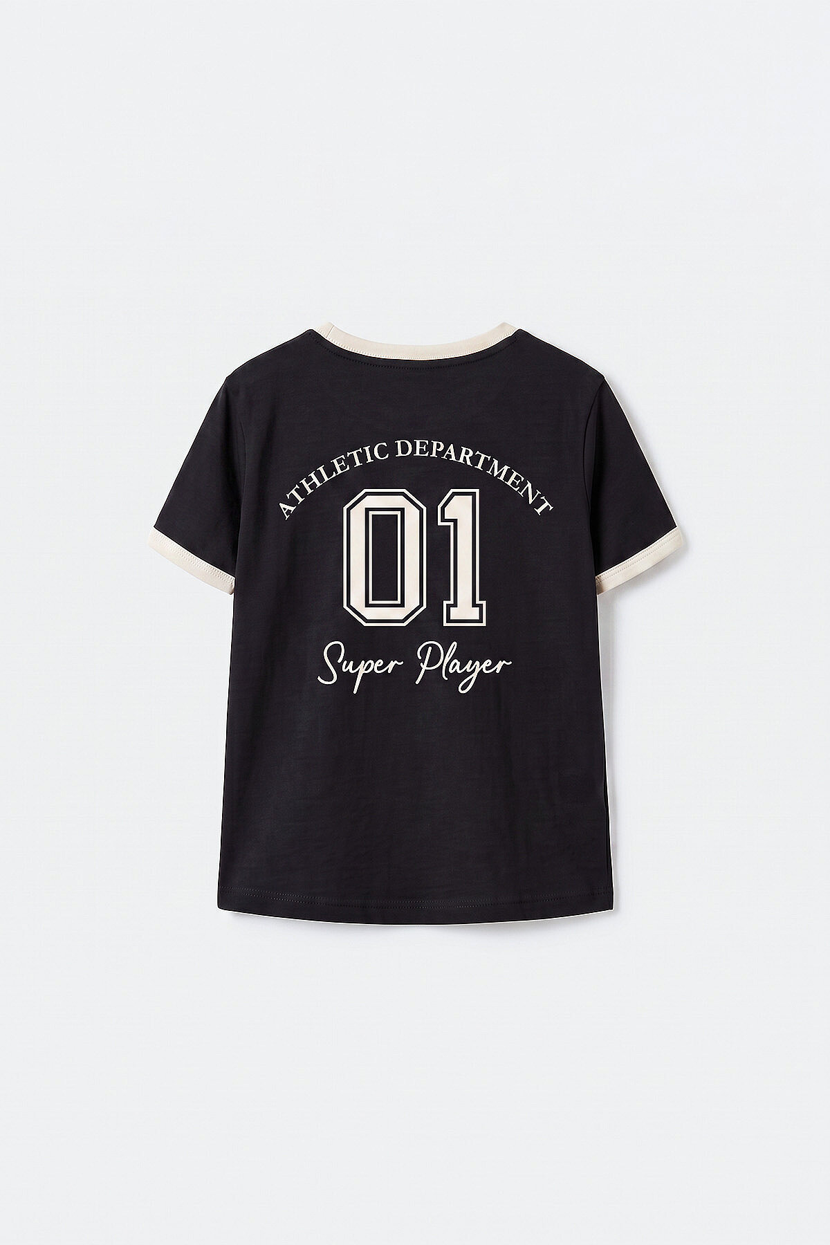 Siyah Omuz Biye Detaylı Baskılı Kız Çocuk T-Shirt - 75181 - TOMMYLIFE (1)