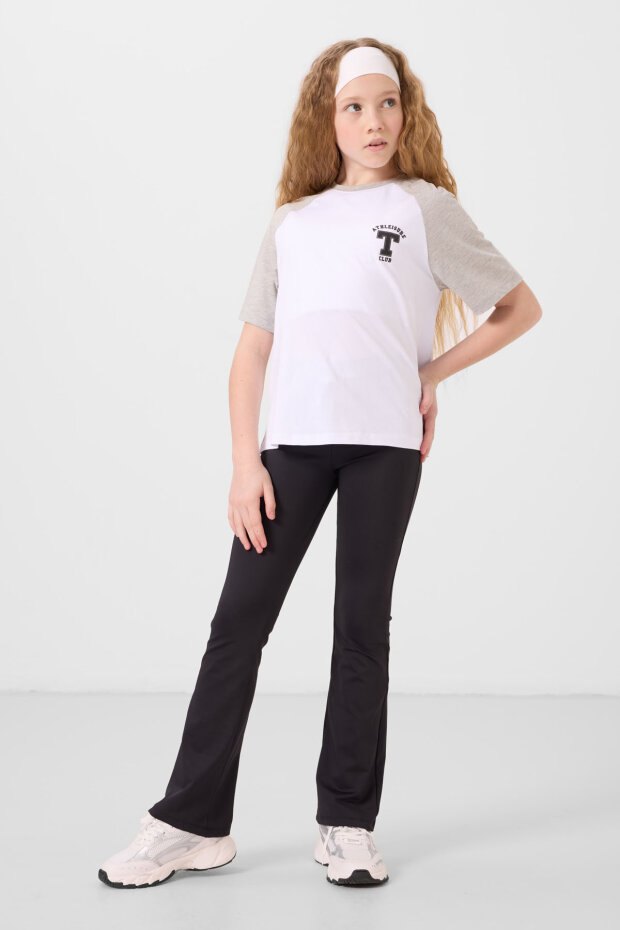 Siyah Esnek Standart Fit Basic Performans İspanyol Paça Kız Çocuk Tayt - 75193 - 2