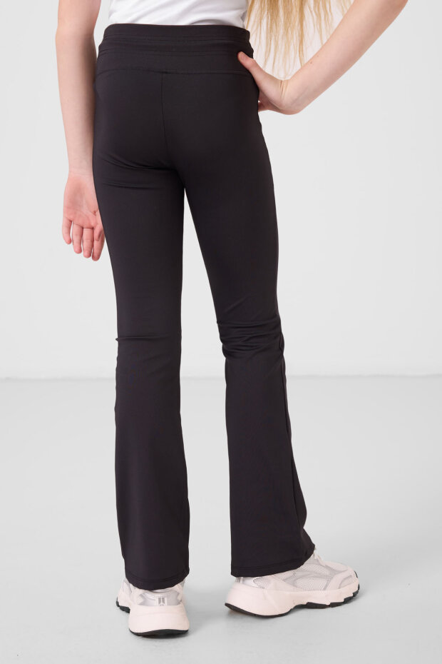 Siyah Esnek Standart Fit Basic Performans İspanyol Paça Kız Çocuk Tayt - 75193 - 5