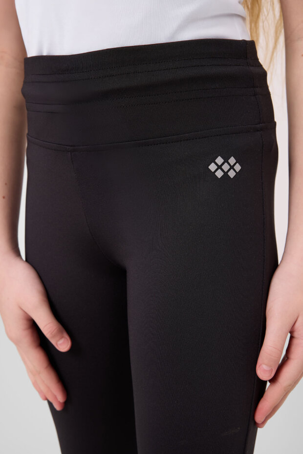 Siyah Esnek Standart Fit Basic Performans İspanyol Paça Kız Çocuk Tayt - 75193 - 4