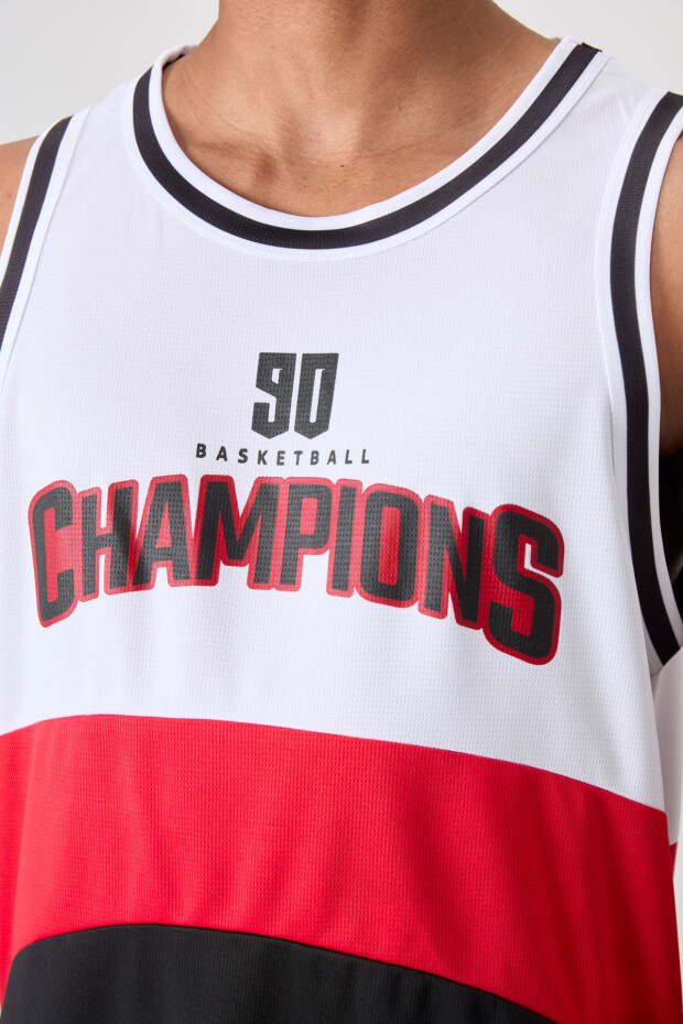 Siyah Nefes Alan Dokulu İnce Esnek Standart Fit Erkek Basketbol Atlet - 88395 - 3