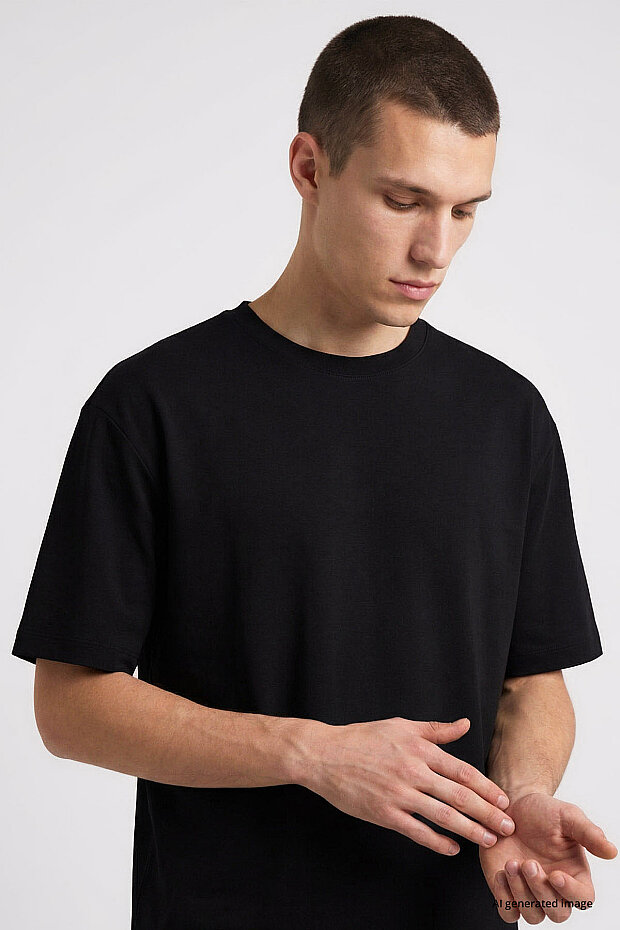 Siyah Oversize Fit Basic Erkek Şort Takım - 85292 - 3