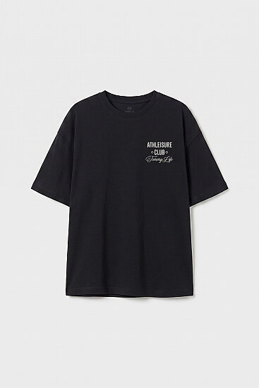 Siyah Standart Kalıp Kısa Kollu Baskılı Kız Çocuk T-Shirt - 75175 