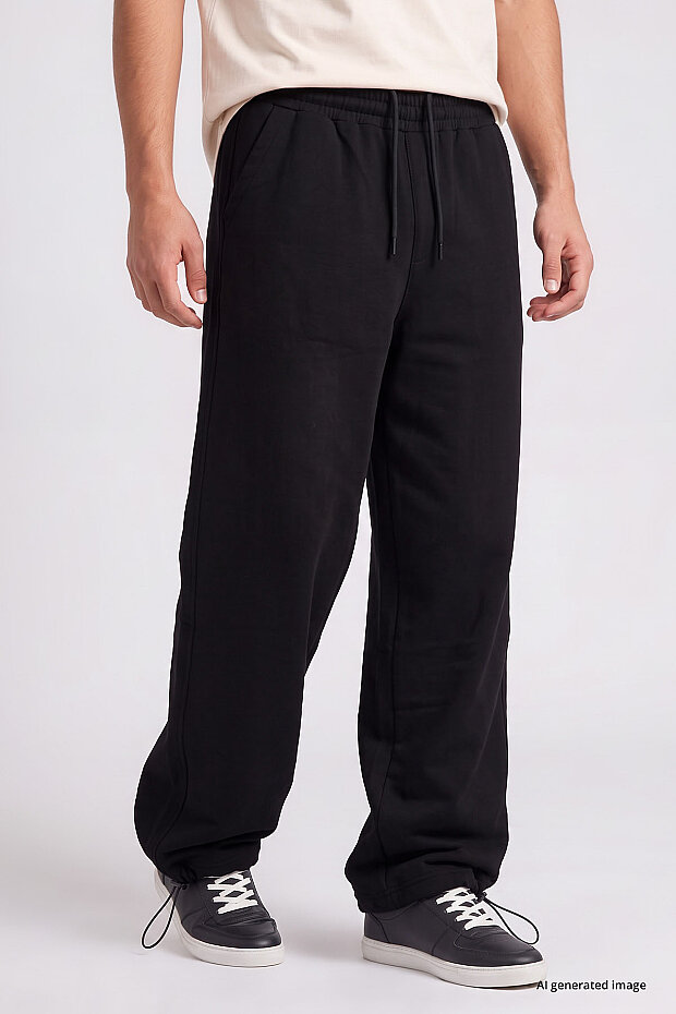 Siyah Lastikli Erkek Baggy Eşofman Alt - 82200 - 2