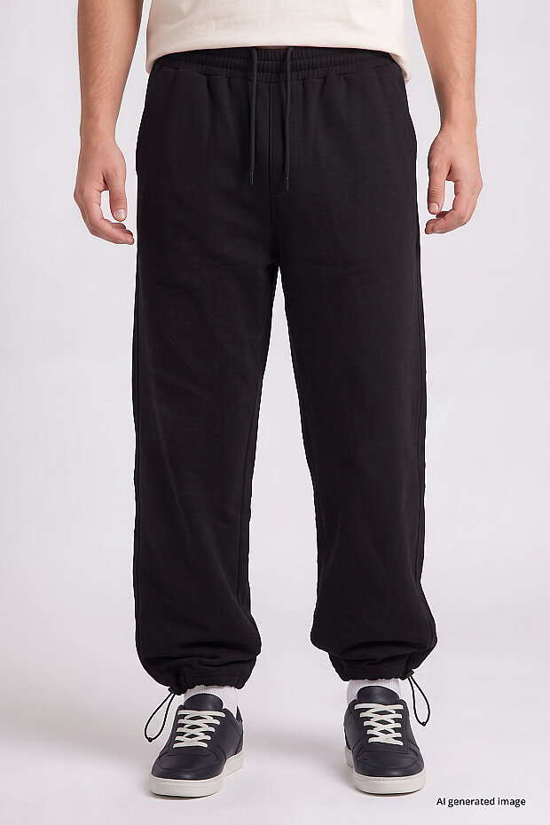 Siyah Lastikli Erkek Baggy Eşofman Alt - 82200 - 3