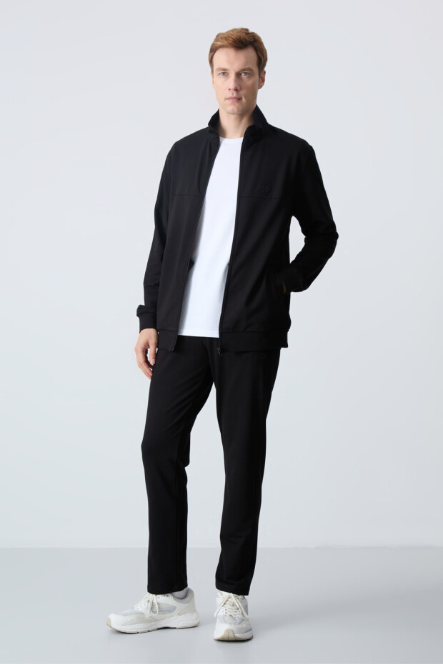 Siyah Pamuklu Kalın Yumuşak Dokulu Comfort Fit Basic Erkek Eşofman Takım - 85260 - 2