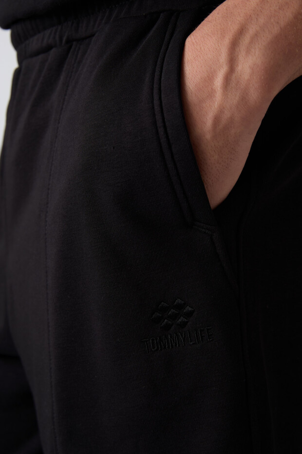 Siyah Pamuklu Kalın Yumuşak Dokulu Comfort Fit Basic Erkek Şort - 81261 - 3