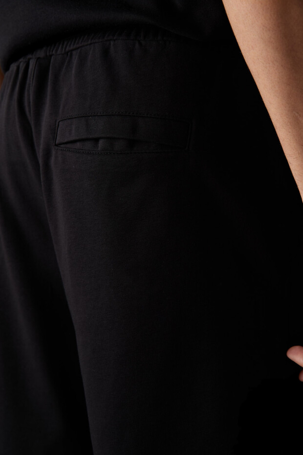Siyah Pamuklu Kalın Yumuşak Dokulu Comfort Fit Basic Erkek Şort - 81261 - 4