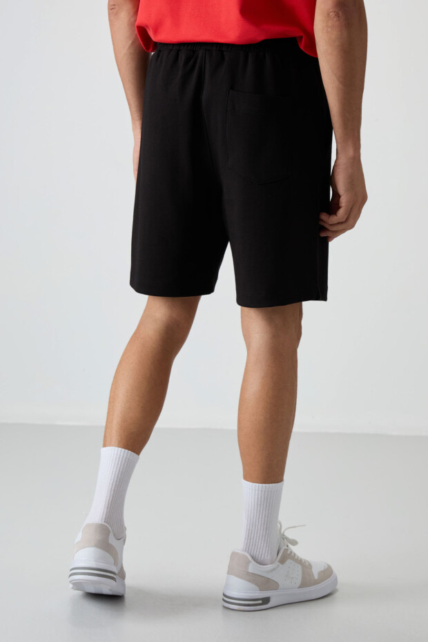 Siyah Pamuklu Kalın Yumuşak Dokulu Comfort Fit Basic Erkek Şort - 81274 - 5