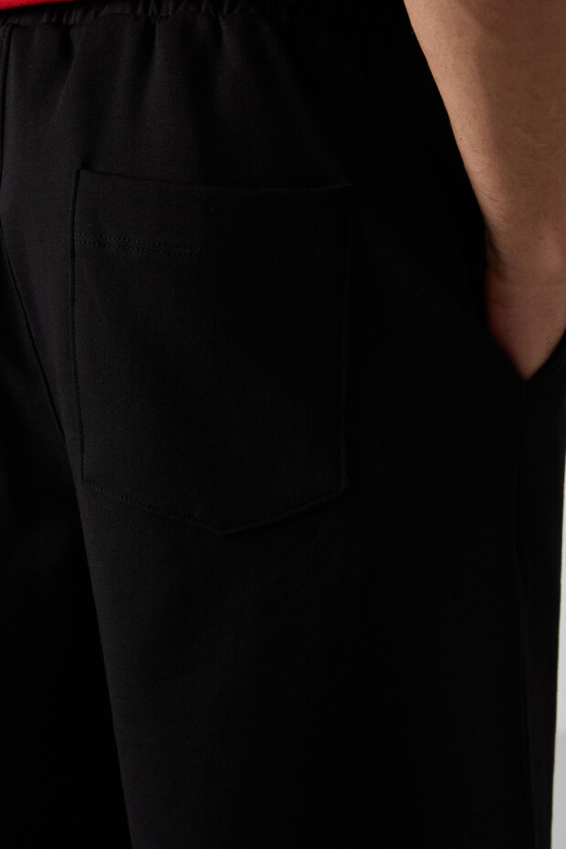Siyah Pamuklu Kalın Yumuşak Dokulu Comfort Fit Basic Erkek Şort - 81274 - 4