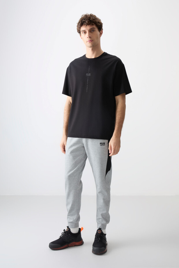 Siyah Pamuklu Kalın Yumuşak Dokulu Oversize Fit Baskılı Erkek T-Shirt - 88373 - 3