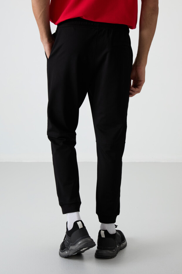Siyah Pamuklu Yumuşak Dokulu Comfort Fit Nakışlı Erkek Jogger - 82123 - 7