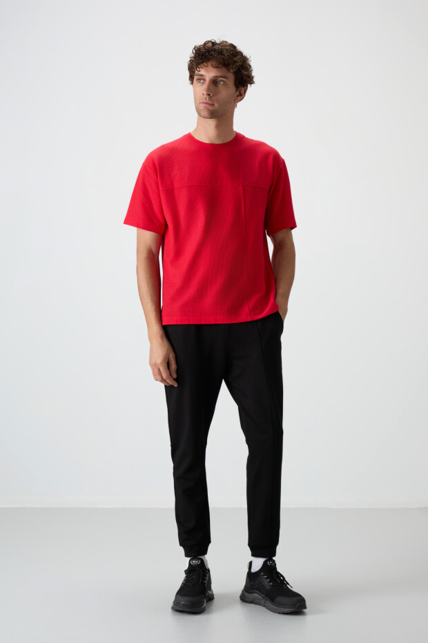 Siyah Pamuklu Yumuşak Dokulu Comfort Fit Nakışlı Erkek Jogger - 82123 - 2