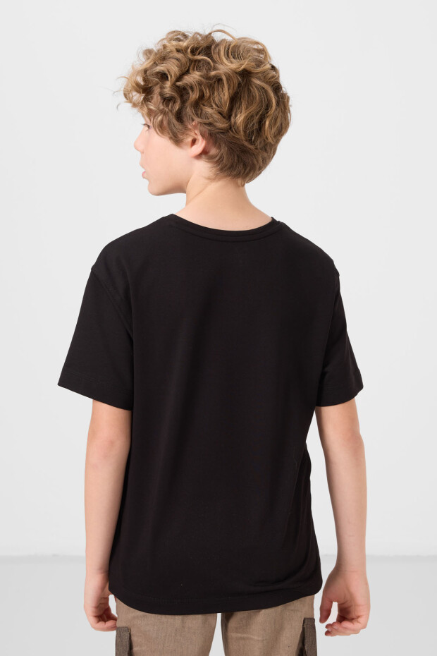 Siyah Pamuklu Yumuşak Dokulu Oversize Baskılı Erkek Çocuk T-Shirt - 11285 - 5
