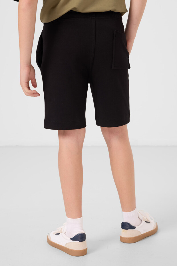 Siyah Pamuklu Yumuşak Dokulu Standart Fit Basic Erkek Çocuk Şort - 11293 - 6