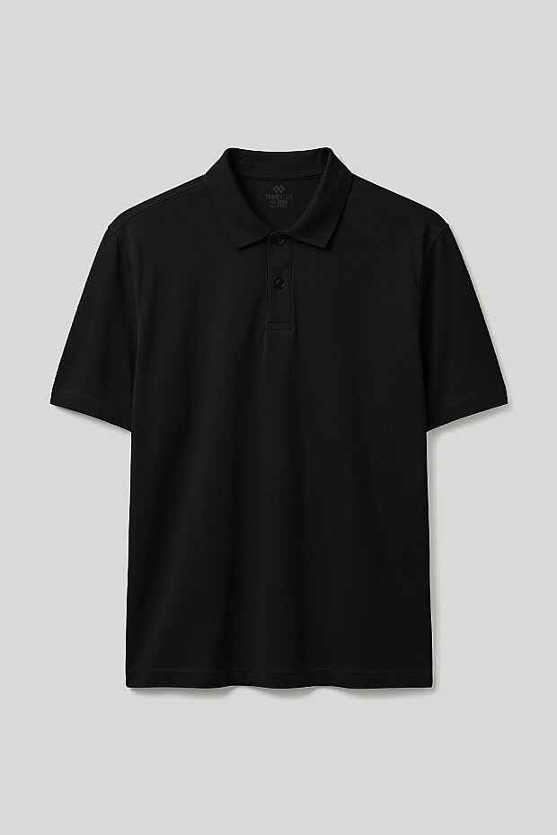 Siyah Polo Yaka Büyük Beden Battal Erkek T-Shirt - 88511 - 2