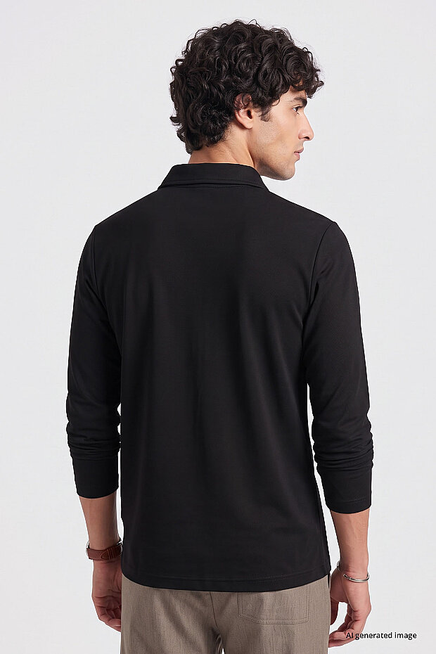 Siyah Rahat Form Basic Erkek Polo Yaka T-Shirt - 88512 - 5