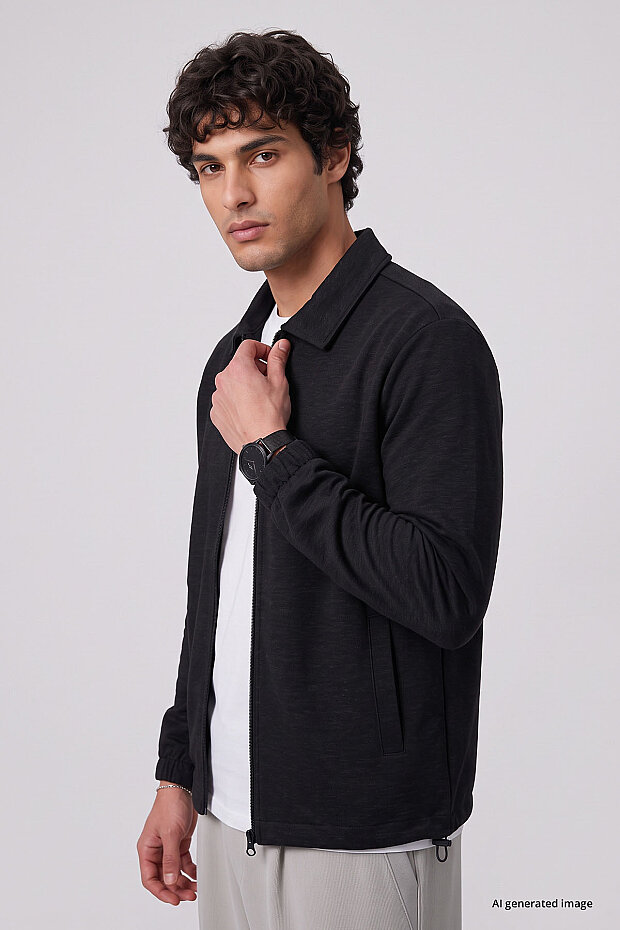 Siyah Rahat Form Erkek Ceket - 88494 - 4