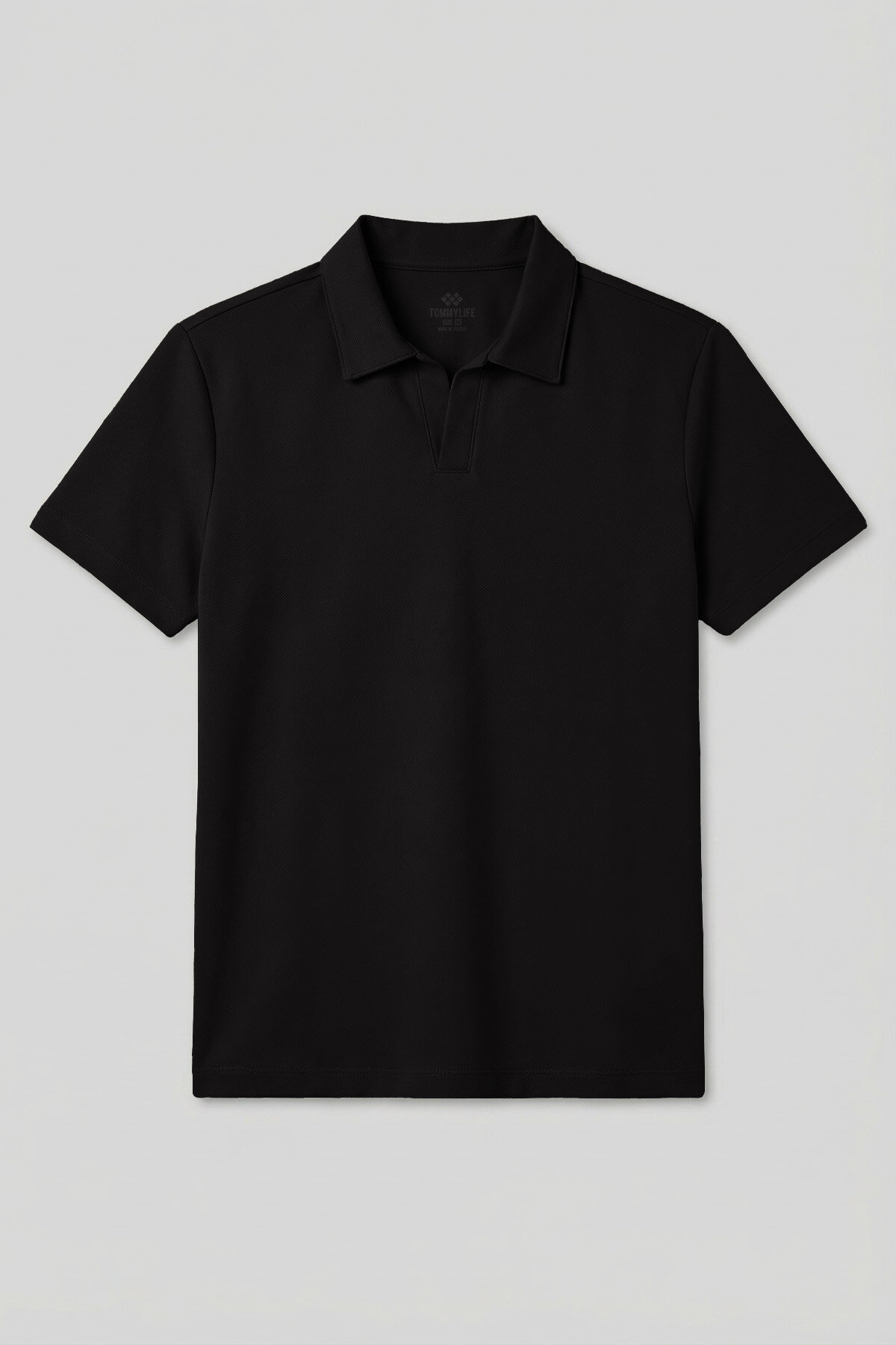 Siyah Rahat Form Yumuşak Dokulu Polo Yaka Erkek T-Shirt - 88496 - TOMMYLIFE (1)