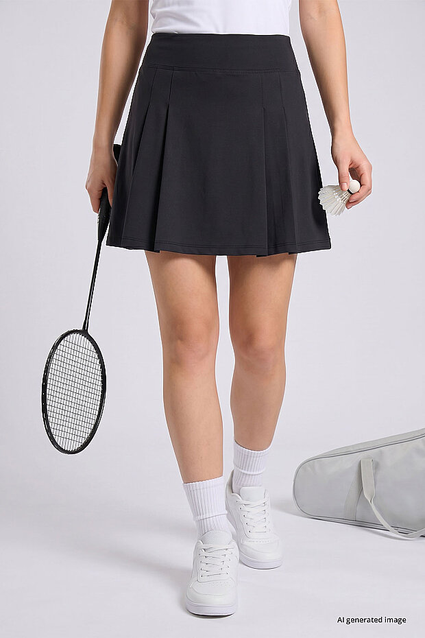 Siyah Sıkılaştırıcı Yüksek Bel Kadın Tenis Etek - 94690 - 4