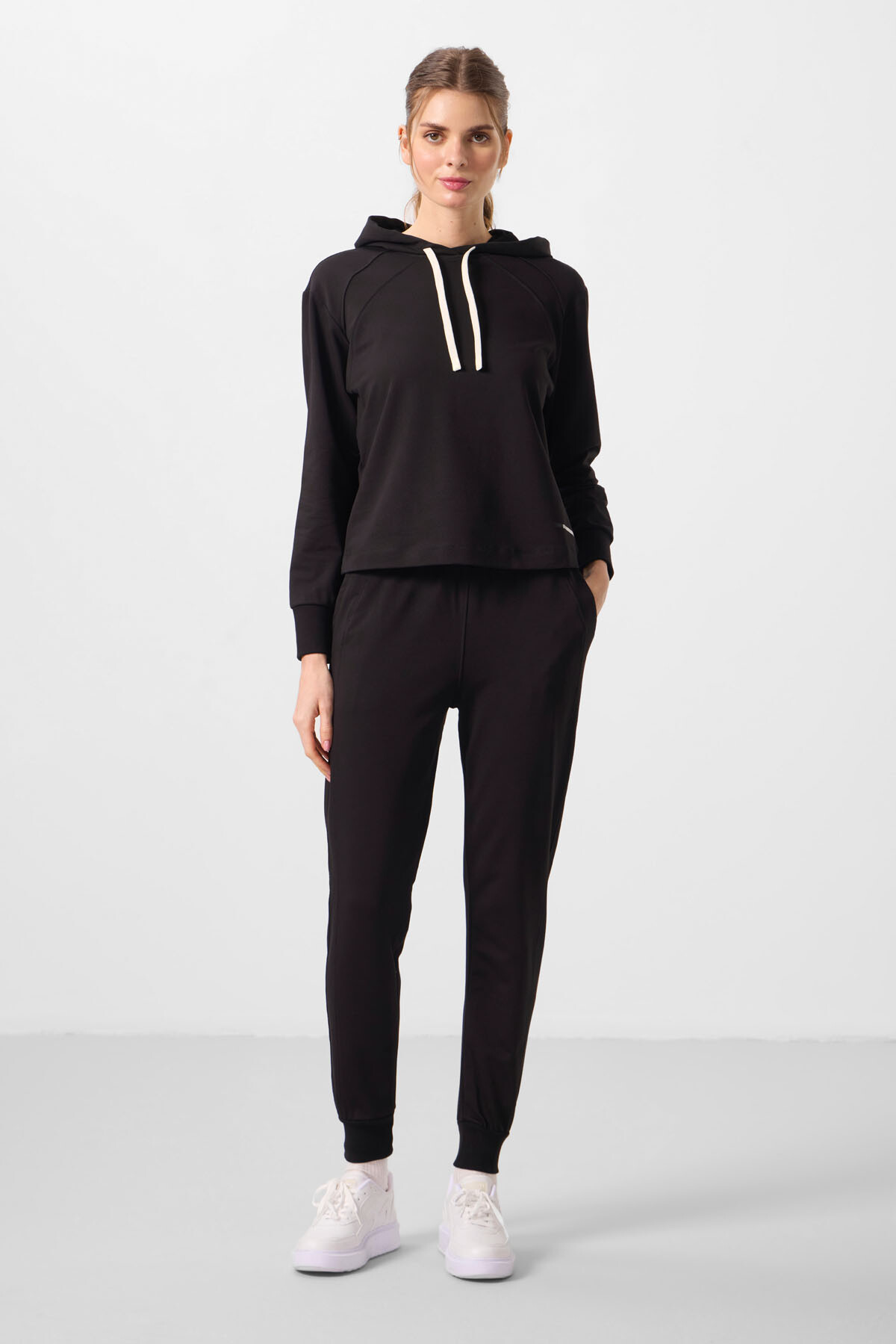 Siyah Kapüşonlu Oversize Kadın Eşofman Takım - 95336 - TOMMYLIFE