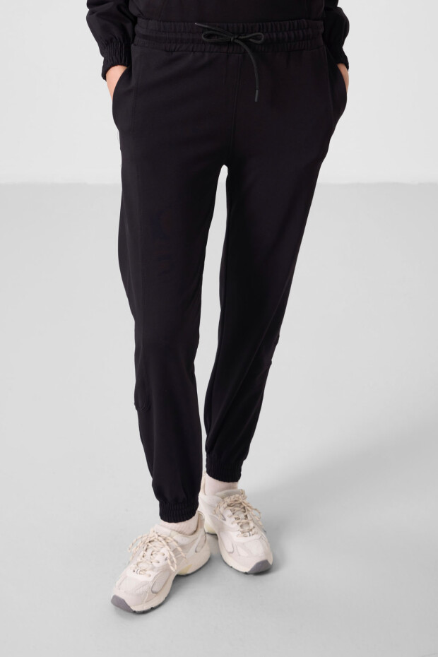 Siyah O Yaka Basic Oversize Kadın Eşofman Tunik Takım - 95347 - 2