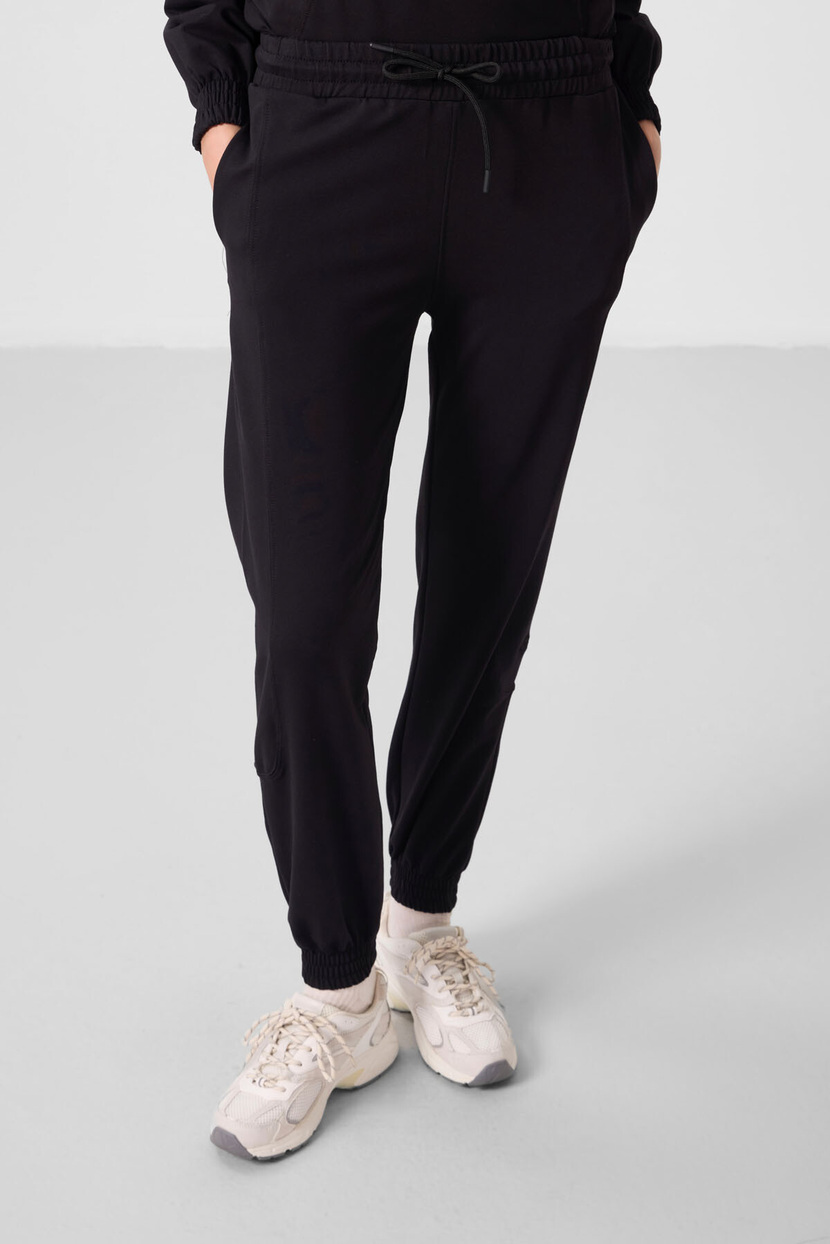 Siyah O Yaka Basic Oversize Kadın Eşofman Tunik Takım - 95347 - TOMMYLIFE (1)