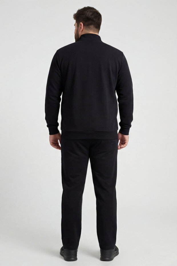 Siyah Dik Yaka Battal Büyük Beden Erkek Eşofman Takım - 85176 - 4