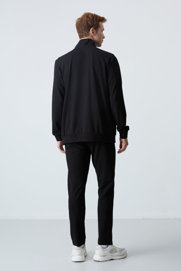 Siyah Pamuklu Kalın Yumuşak Dokulu Comfort Fit Basic Erkek Eşofman Takım - 85260 - 10