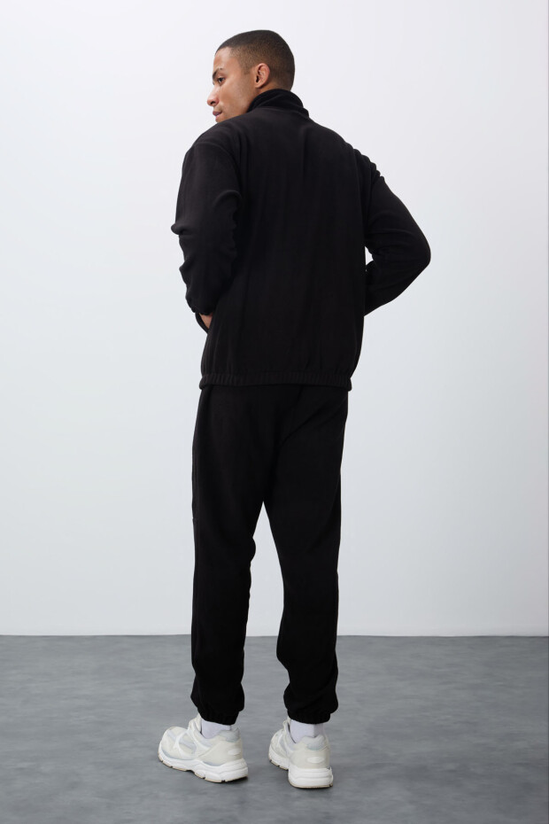 Siyah Kalın Yumuşak Dokulu Comfort Fit Nakışlı Erkek Eşofman Takım - 85269 - 7