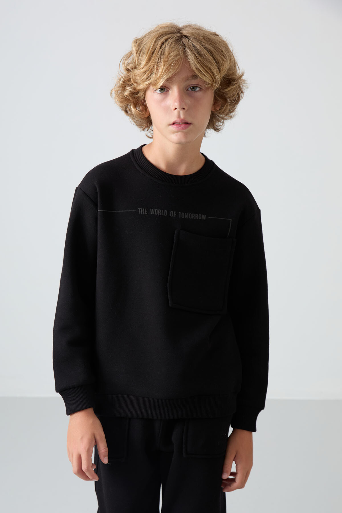 Siyah Pamuklu Kalın İçi Tüylü Yumuşak Dokulu Standart Fit Baskılı Erkek Çocuk Eşofman Takım - 11257 - TOMMYLIFE