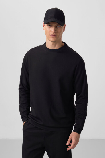 Siyah Yüzeyi Dokulu Oversize Erkek Eşofman Takım - 85275 - TOMMYLIFE (1)