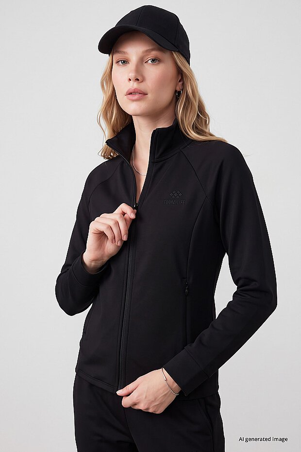 Siyah Slim Fit Kadın Eşofman Takım - 95357 - 2
