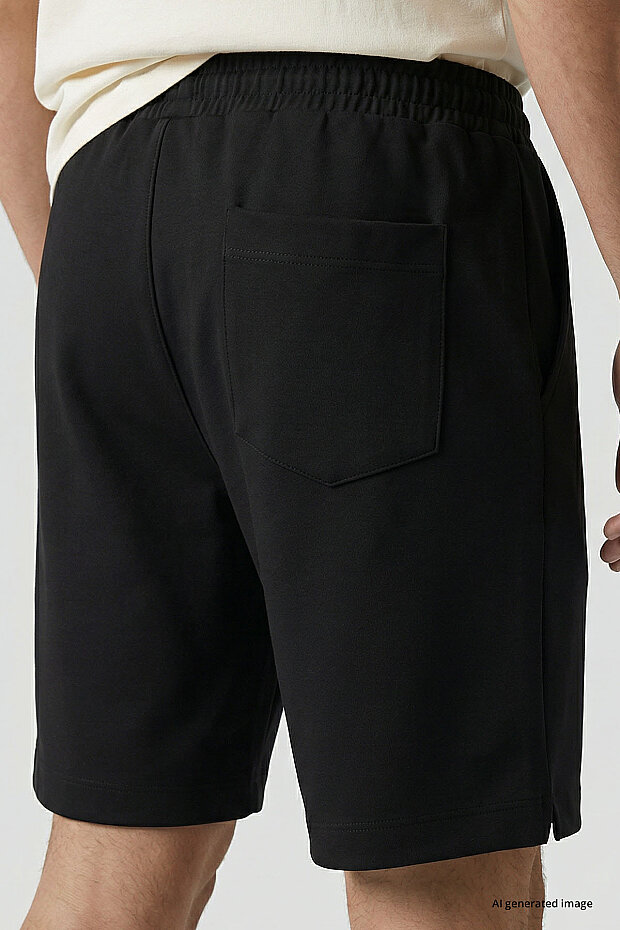 Siyah Standart Fit Basic Arka Cepli Erkek Şort - 81314 - 5