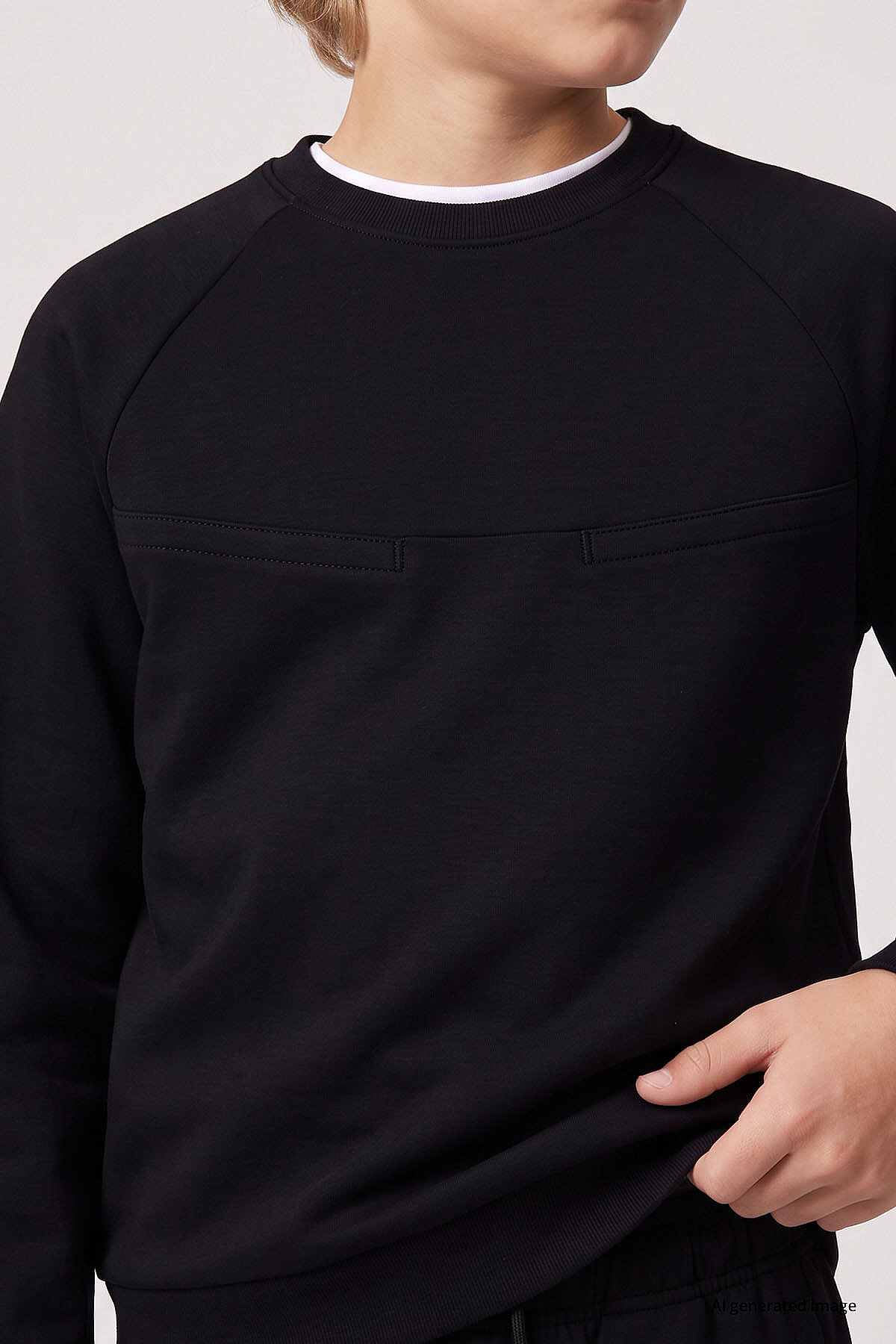 Siyah Standart Fit Basic Dikiş Detaylı Erkek Çocuk Eşofman Takım - 11325 - TOMMYLIFE (1)
