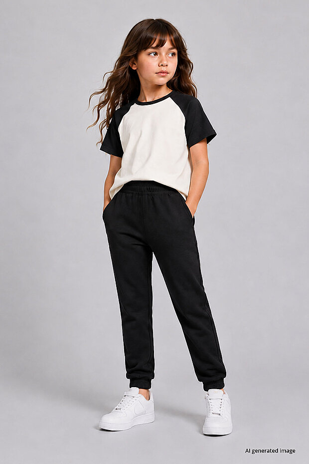 Siyah Standart Fit Basic Kız Çocuk Eşofman Alt - 75194 - 2